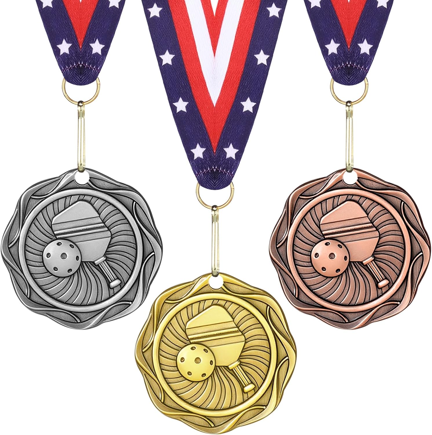 Metal Fusion Medals 2" Cornhole Dinkball Soccer 1st 2nd 3rd Place Award Medals with Ribbons Gold Silver Brown Trophy
