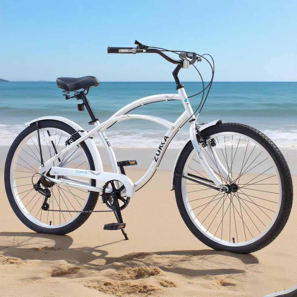 26 Inch Men's Beach Cruiser Bike Commuter Bicycle for Adult Men and Women with Dual V-Brake and Adjustable Seat, 7