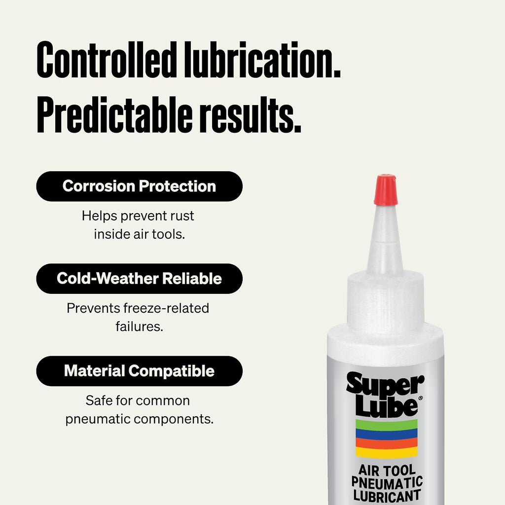 Super Lube 12004 Air Tool Lubricant, 4 oz Bottle, Translucent Clear