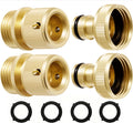 RainPoint Garden Hose Quick Connectors, Heavy Duty Solid Brass 3/4 Inch GHT, Universal Leak-Proof Fittings for Easy Water Hose Connection (2 Sets)