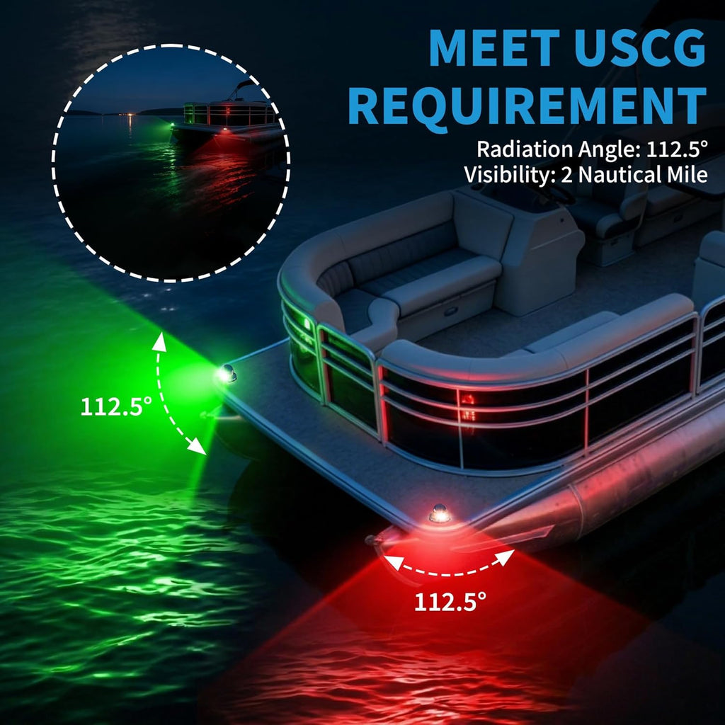 Obcursco Boat Navigation Lights, LED Red and Green Deck Mount Light