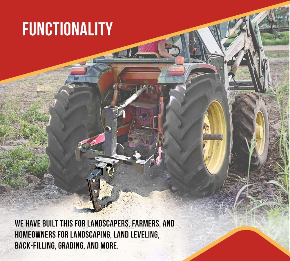 4 Point Hitch Mount Ripper for Trencher Attachment - 2" Receiver Hitches - 16" Ripper Shank Subsoiler for Plow &
