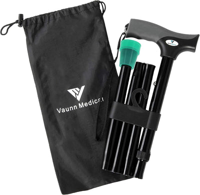 FSA/HSAVaunn Adjustable Folding Walking Cane Stick & Pouch for men/women