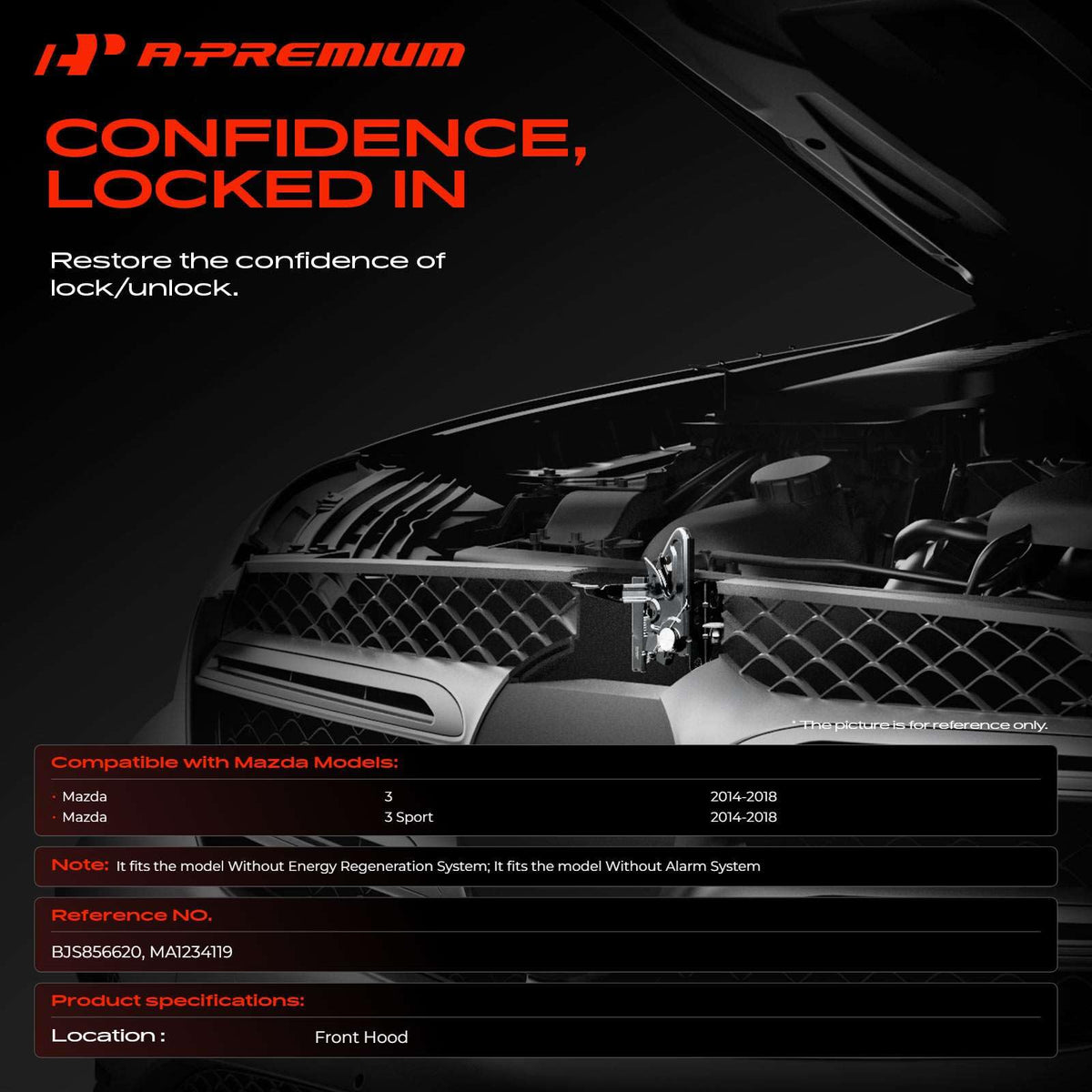 A-Premium Hood Latch Lock, For Model Without Alarm System