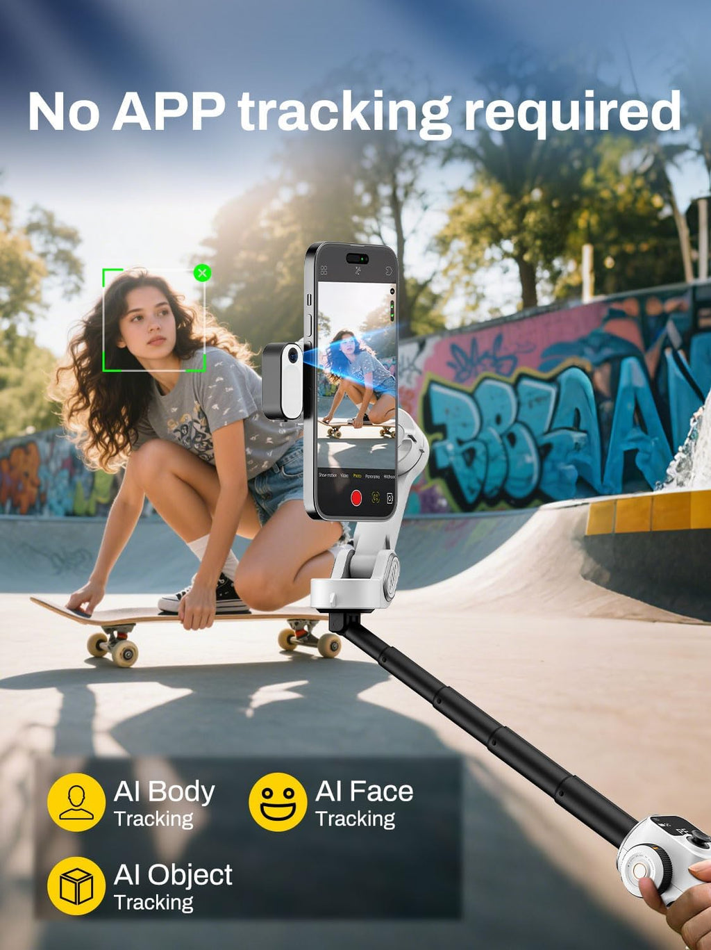 Smart P2 Magnetic Gimbal Stabilizer for iPhone w/ 2-in-1 Fill Light & AI Tracking Sensor, Face Tracking No App