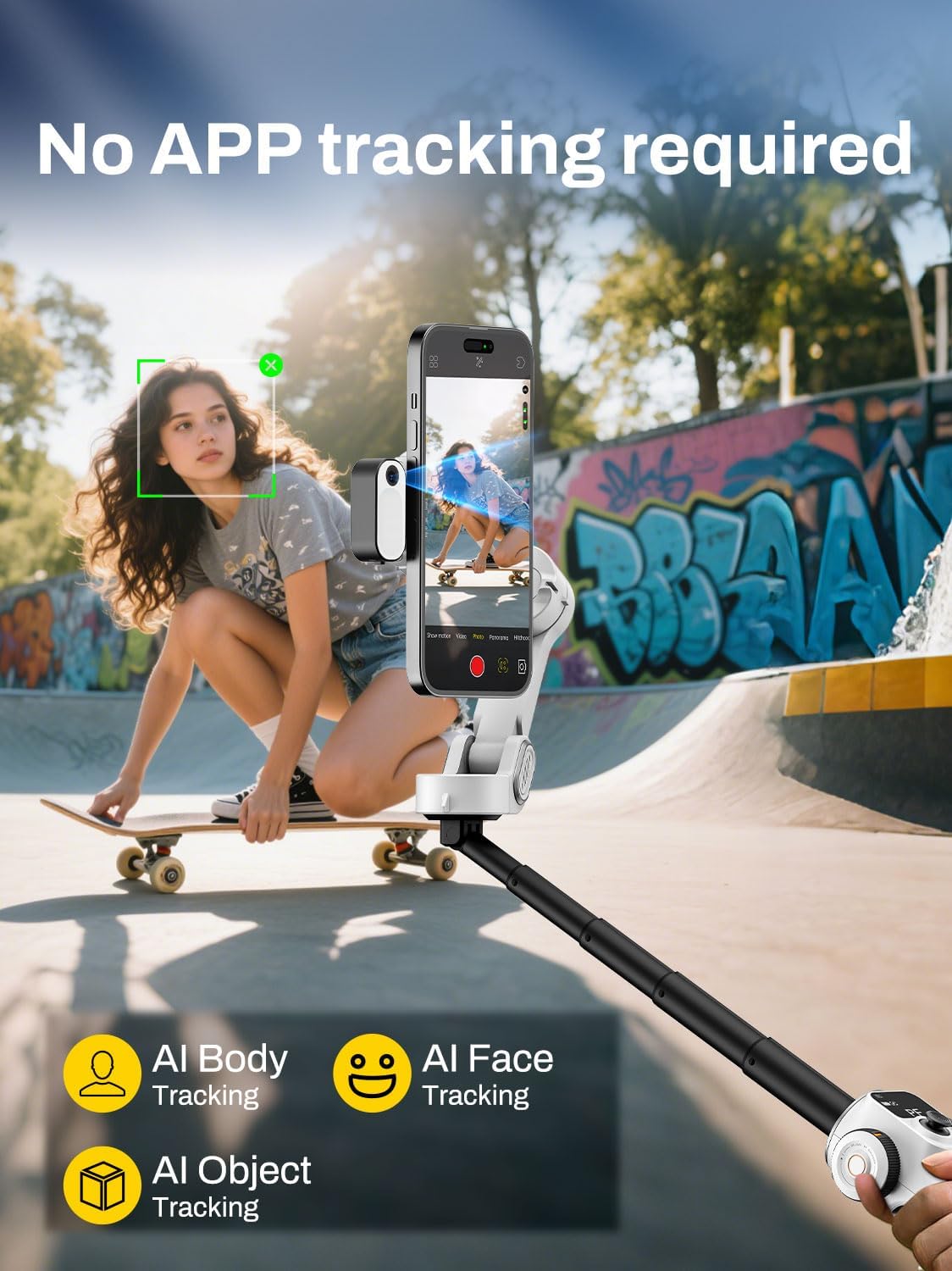 Smart P2 Magnetic Gimbal Stabilizer for iPhone w/ 2-in-1 Fill Light & AI Tracking Sensor, Face Tracking No App