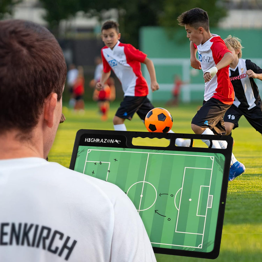Dry Erase Soccer Clipboard for Coach, Premium Tactical Soccer Coaching Board, Portable Double Sides Full & Half Court