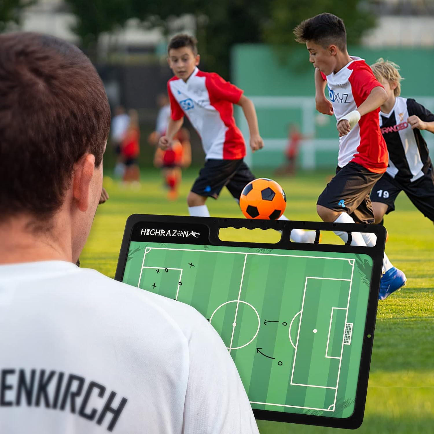 Dry Erase Soccer Clipboard for Coach, Premium Tactical Soccer Coaching Board, Portable Double Sides Full & Half Court