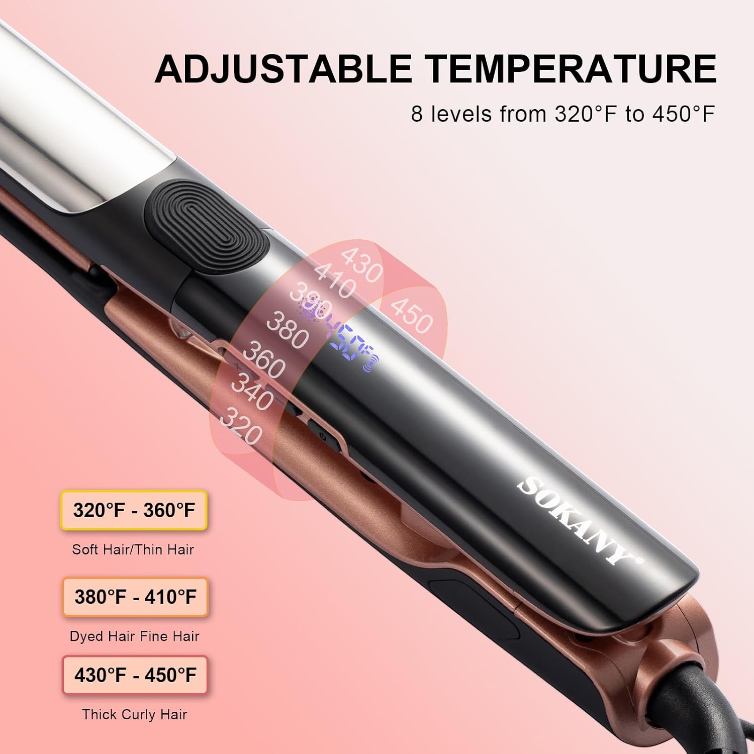 Hair Straightener and Titanium Flat Iron Curler 2 in 1 | 1 Inch Ceramic 3D Floating Panel,Dual Voltage,450°F Rapid