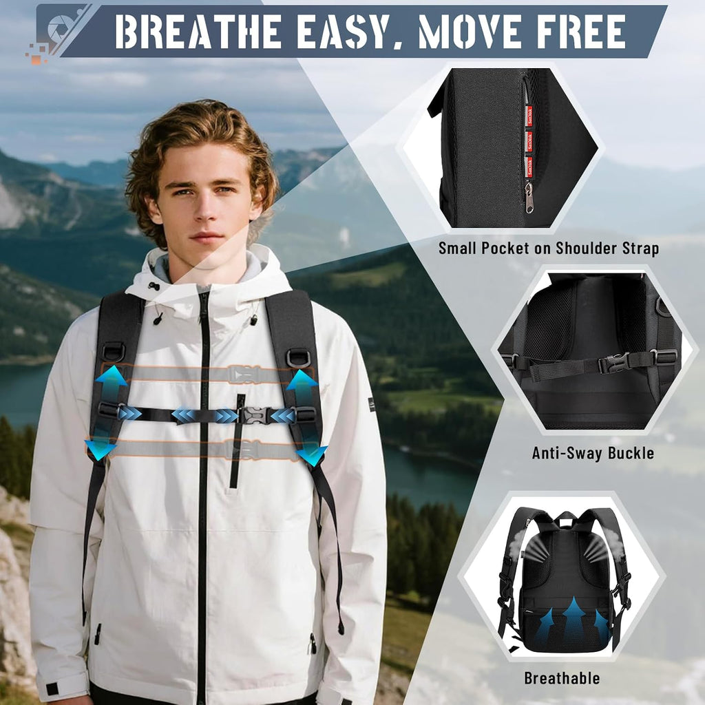 Camera Backpack Hard Shell for DSLR/SLR Waterproof Camera Bag with Laptop Compartment 15.6 Inch Professional Camera