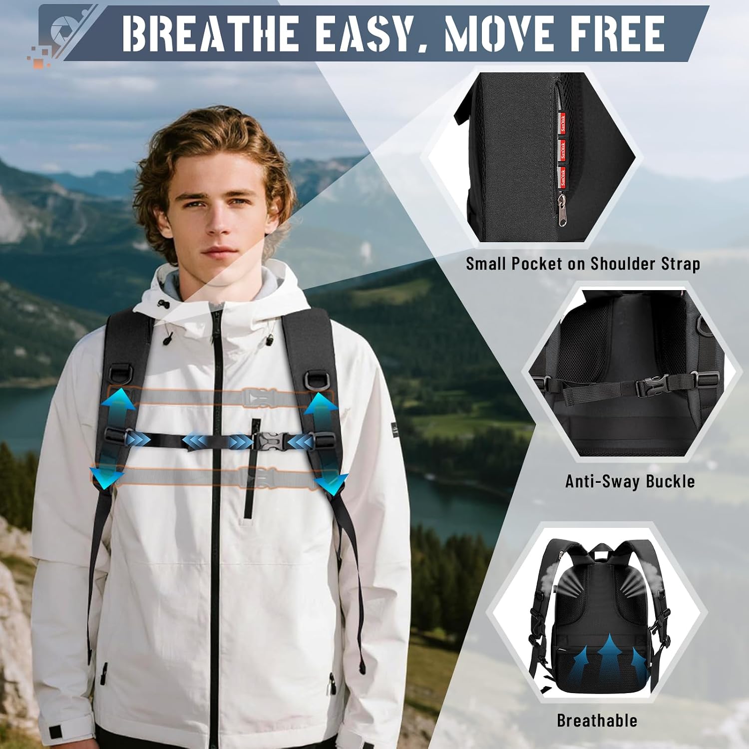 Camera Backpack Hard Shell for DSLR/SLR Waterproof Camera Bag with Laptop Compartment 15.6 Inch Professional Camera