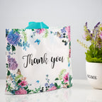 60 Pieces Thank You Gift Bags 12"x 15" with Soft Loop Handles, Floral Shopping Bags Reusable Plastic Shopping Bags