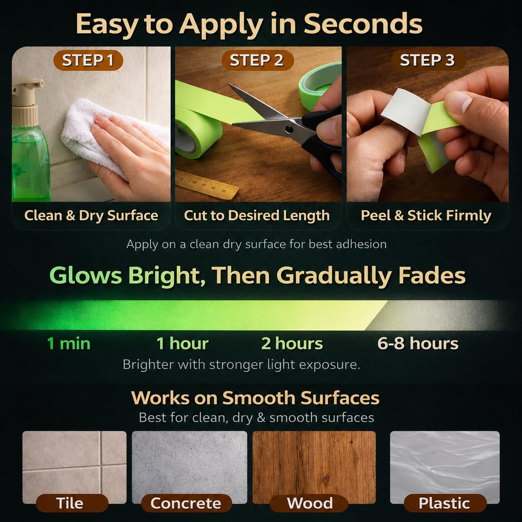 Glow in the Dark Tape 30 FT x 1 Inch, Luminous Tape for Safety and Decor