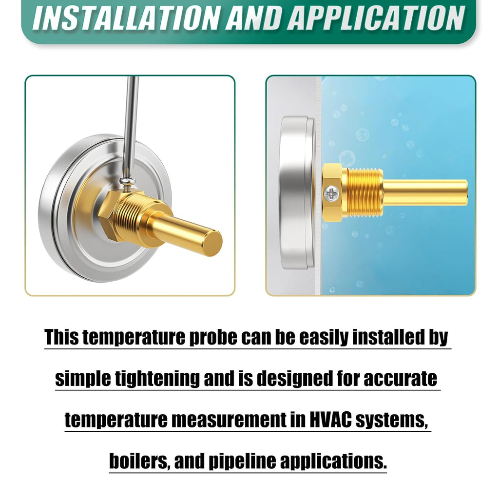 Bimetal Thermometer, 0-250°F/-20-120℃, 1/2" NPT Connection Thread