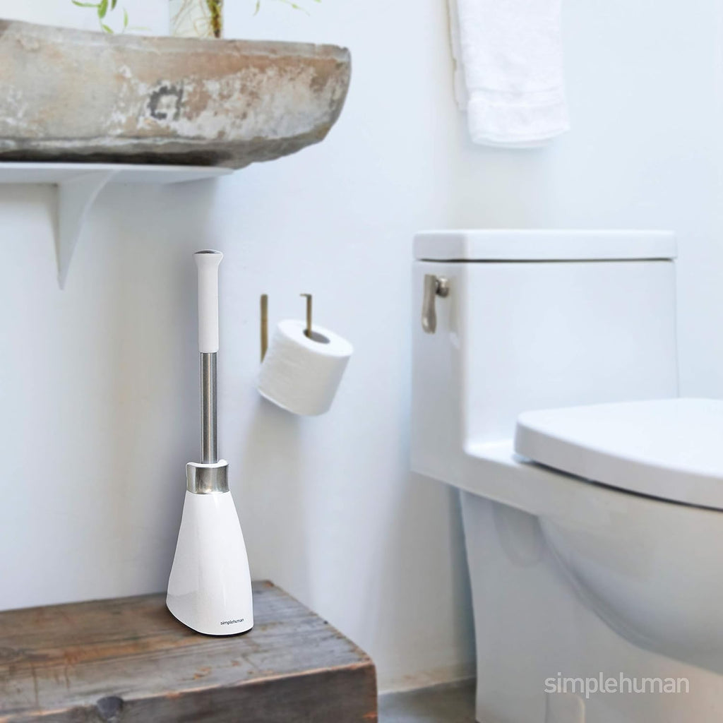 Toilet Plunger and Toilet Brush Set with Holder, Magnetic Drip-Free Covers, Crescent Brush Head and Modern-Toilet