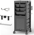 Lockable Salon Trolley, 6-Drawer Rolling Beauty Cart with Tool Holders, Mobile Hair Stylist Station with Locking