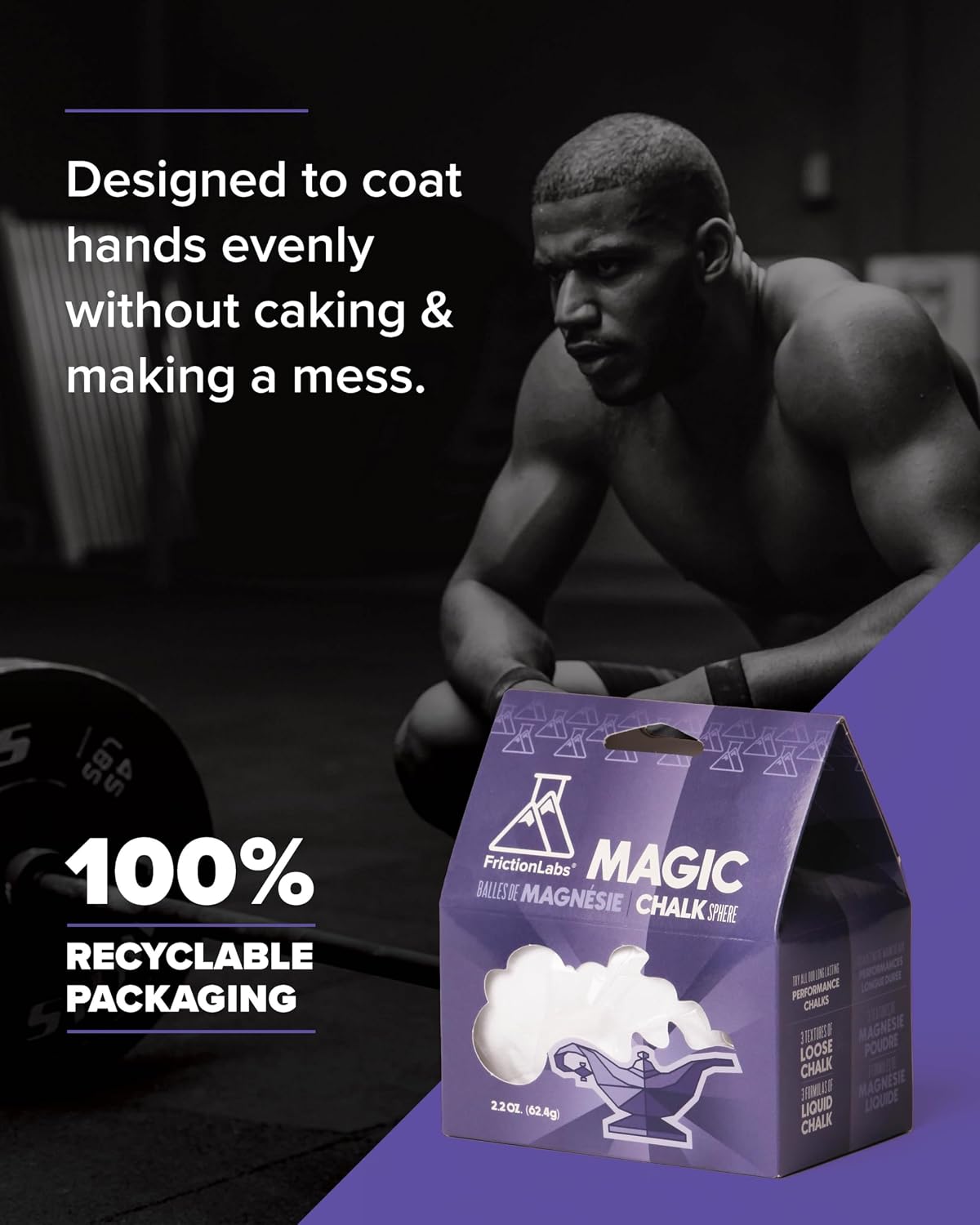 Magic Chalk Ball, Premium Gym Chalk Ball in Refillable Sock | Refillable Chalk Sock, Non-Toxic Gym Chalk for