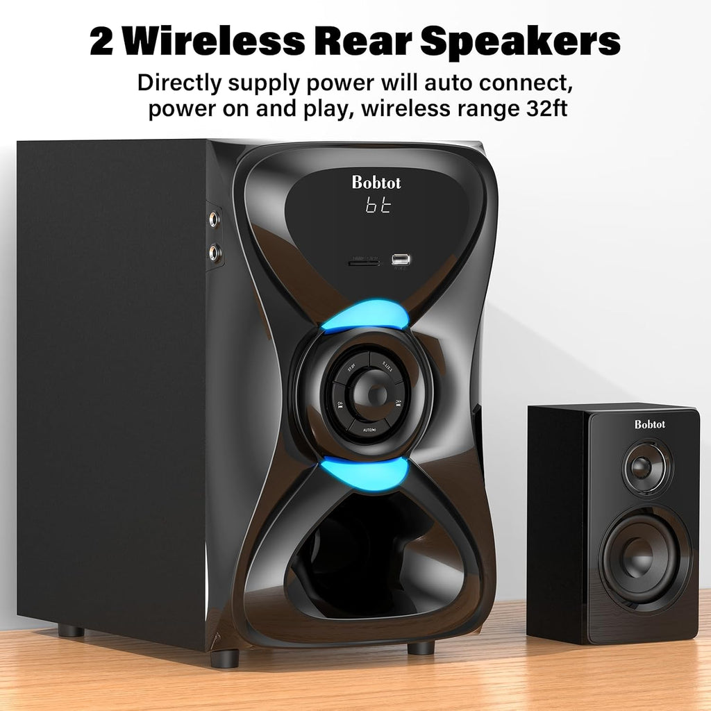 Surround Sound Systems Wireless Rear Satellite Speakers, 1000W Peak | Deep Bass 8 inch Subwoofer 5.1/2.1 Channel Home