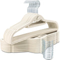Velvet Hangers 30 Pack, Ivory Slim Non-Slip Clothes Hangers | With 360° Swivel Hook and Cascading Hooks; Space Saving