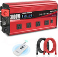 3000W Power Inverter 12V to 110V/120V DC to AC with LCD Display | Remote Controller 4 x AC Outlets and 4 x 3.1A USB