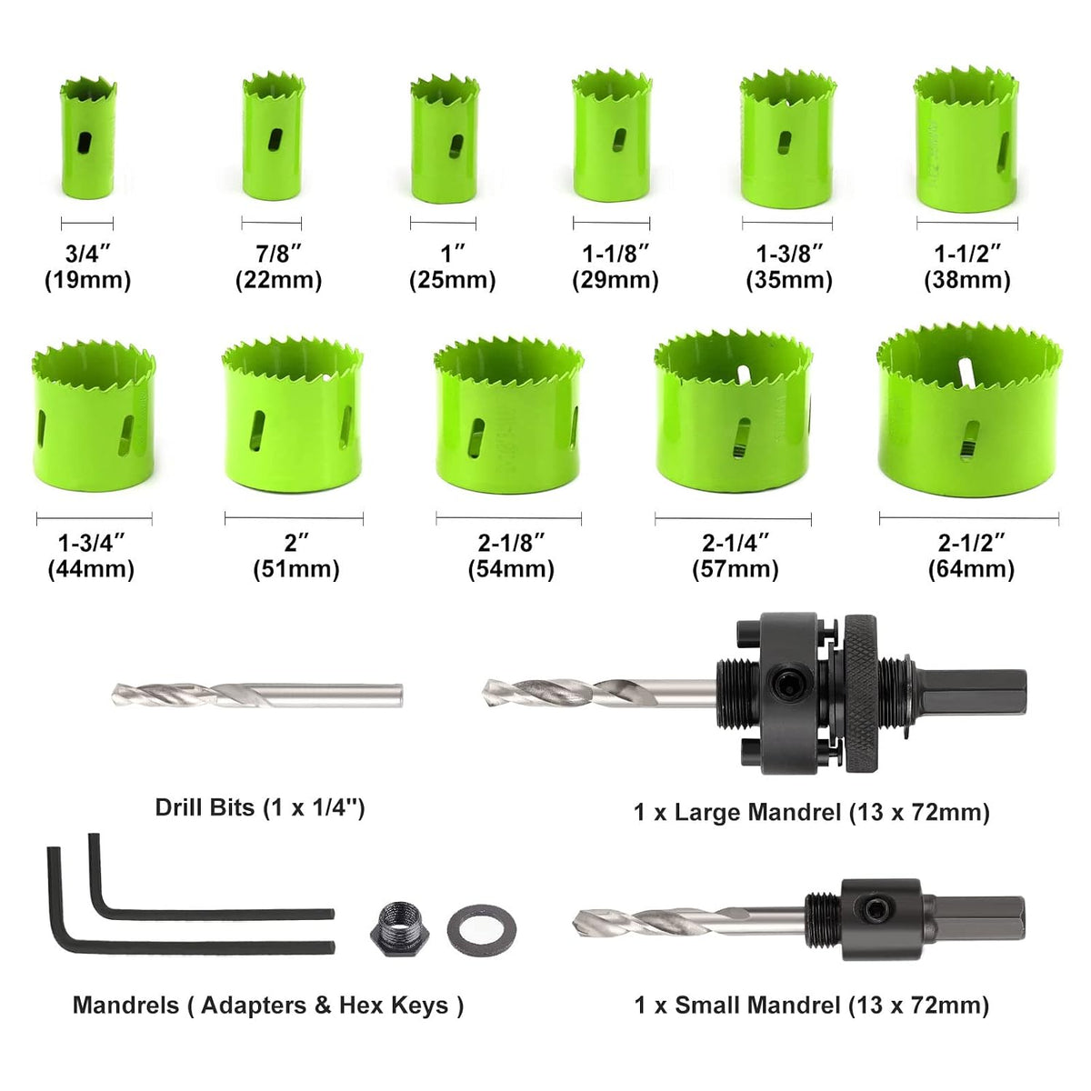 Hole Saw Kit, 18-Piece Hole Saw Set, M42 Bi-Metal for Metal