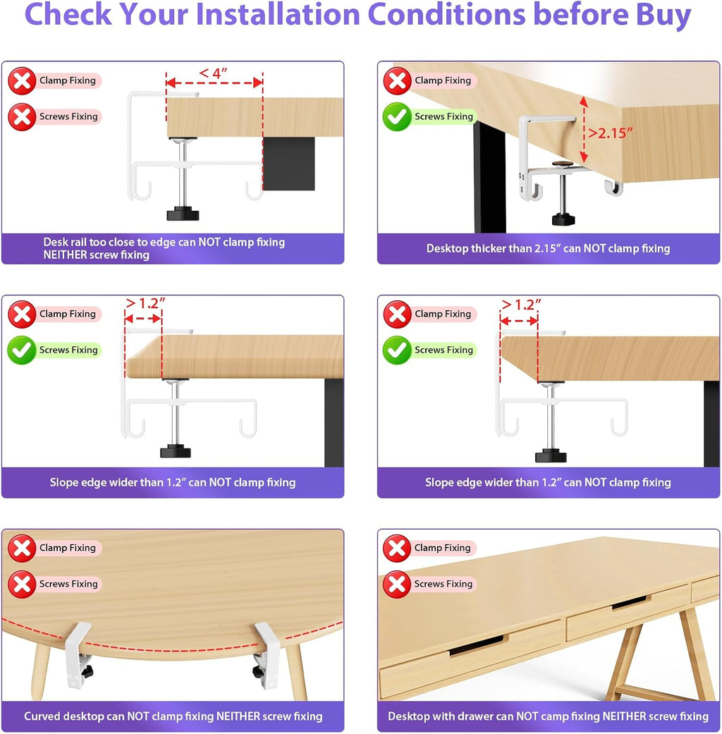 No Drill Under Desk Cable Management Tray, 28 inch Cable Management | Clamp/Screw Mount Cable Management Desk