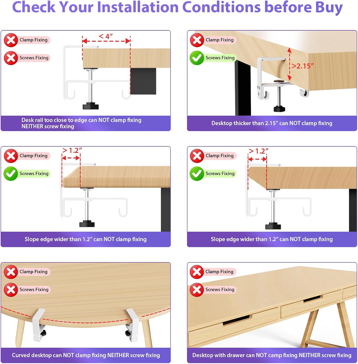 No Drill Under Desk Cable Management Tray, 28 inch Cable Management | Clamp/Screw Mount Cable Management Desk
