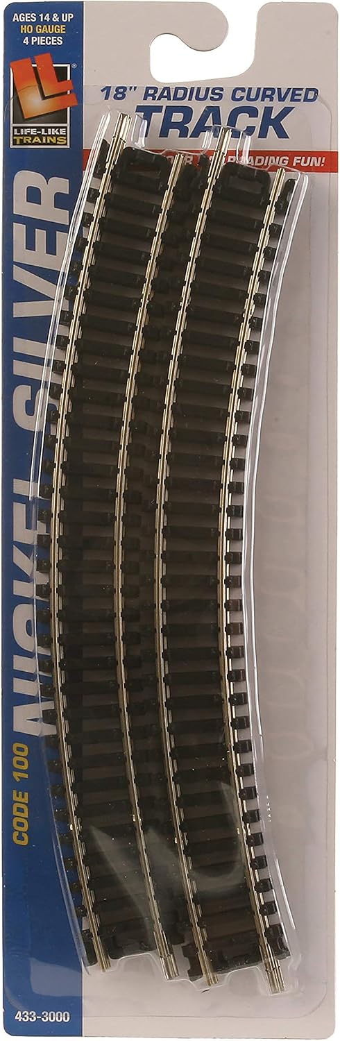 Walthers Life-Like 18" Radius Curve 4-Pack-Code 100 Nickel Silver 433-3000 HO Scale Model Railroad - Track System