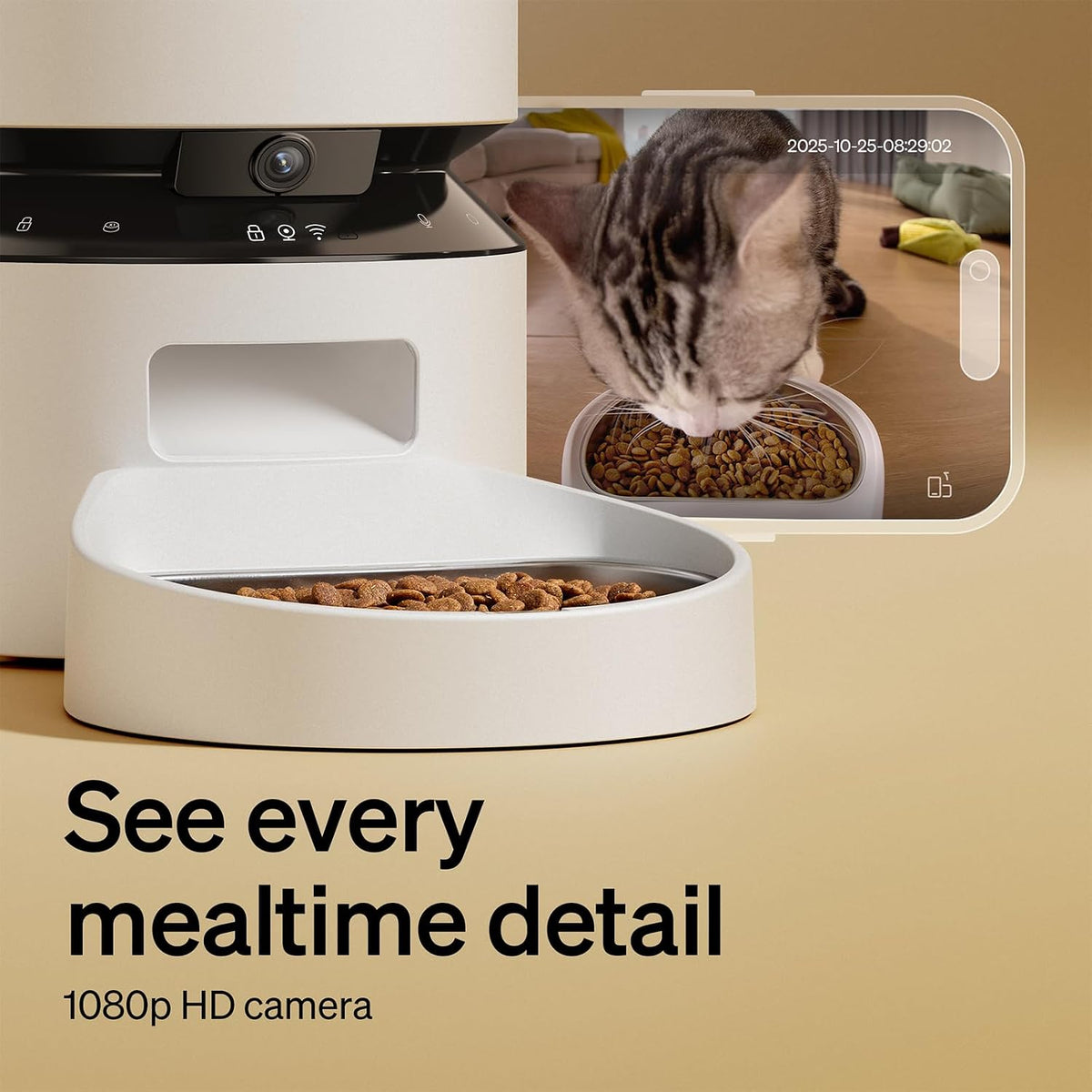 Automatic Cat Feeder with Camera, 1080P HD Video & Night Vision
