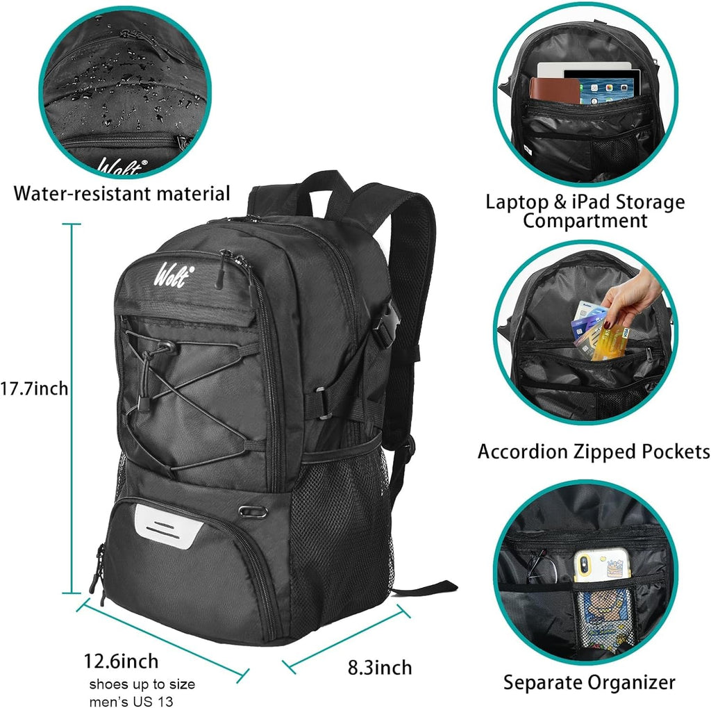 Basketball Backpack Large Sports Bag with Separate Ball Holder & Shoes Compartment, Best for Basketball, Soccer,Gym
