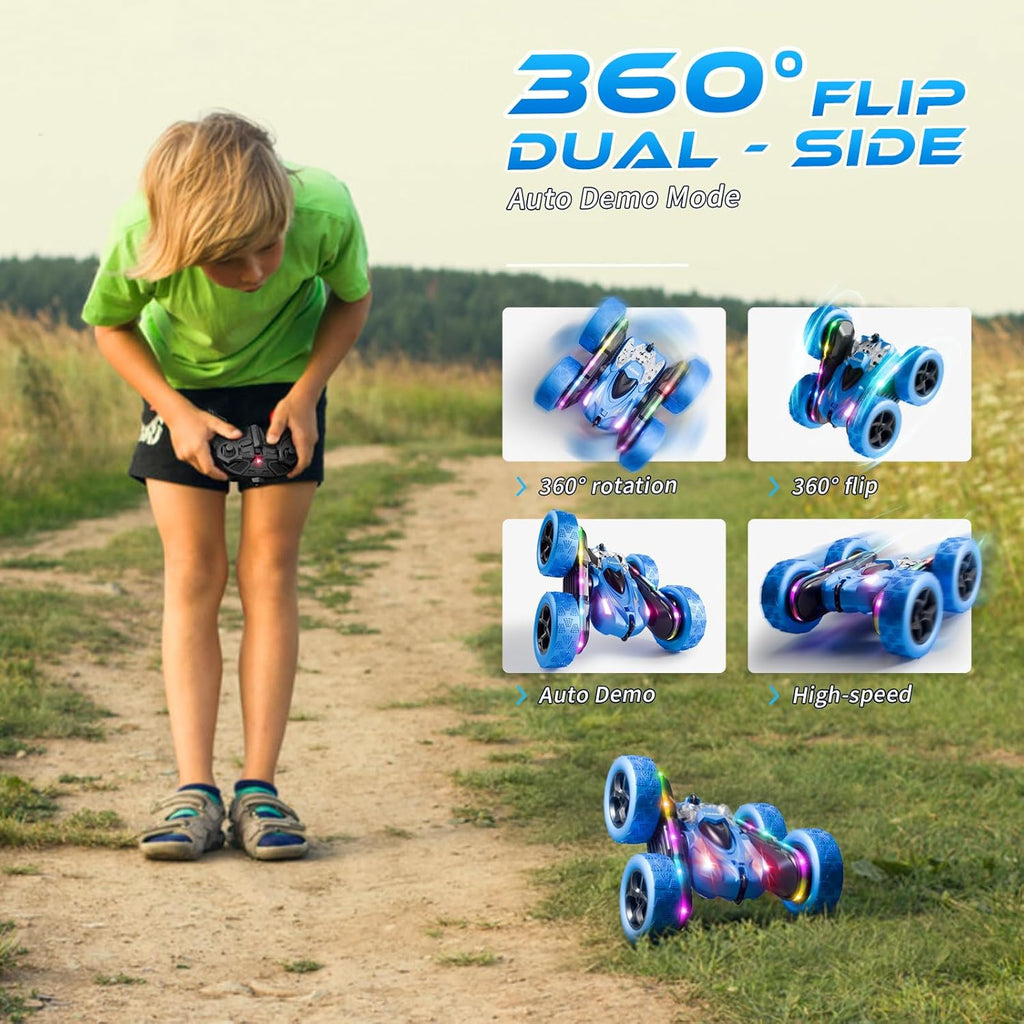 Remote Control Stunt Car 4WD 360° Flip Double‑Sided RC Cars, LED Light Bar, USB‑C Modular Battery, 2.4 GHz Outdoor
