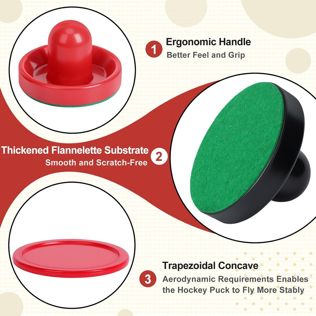 Air Hockey Paddles and Pucks, Air Hockey Pushers with Nylon Storage Bag, Goal Handles Paddles Replacement Accessories