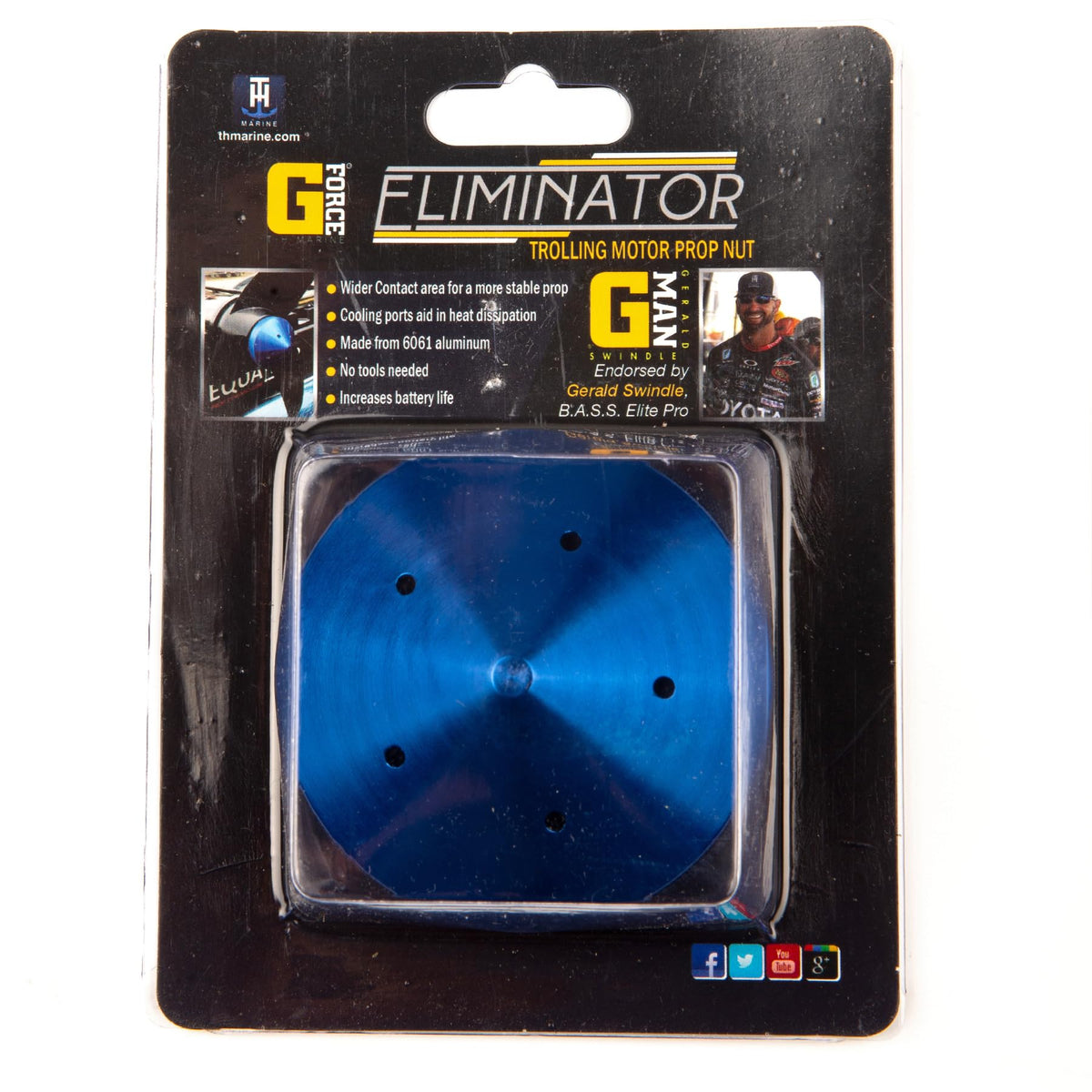 TH Marine GFEL-MK-BU-DP G-Force Eliminator Trolling Motor Prop Nut, MinnKota 80, 101 and 112 - Blue