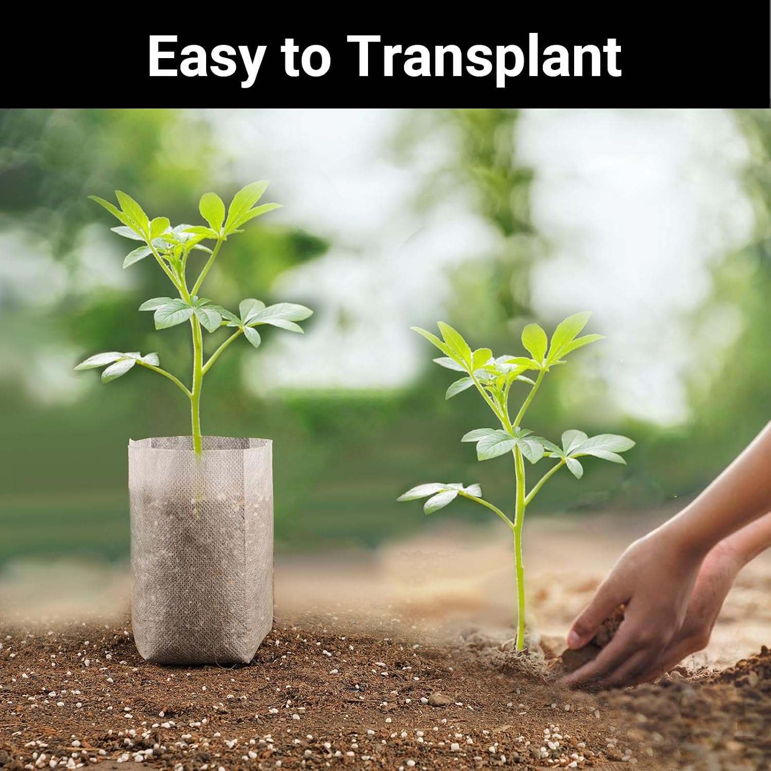 Fabric Plant Grow Bags - 200pcs Seed Starter Planting Bags Seedling Pots 5.5x6.3 inches, Nursery Pots for Plants
