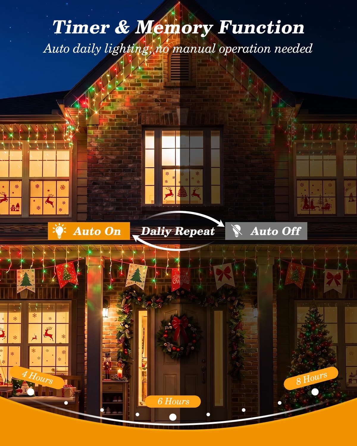 35 Colors Changing Icicle Lights for Outdoor Connectable, 26FT | Halloween Icicle Lights Outside with Remote Plug in