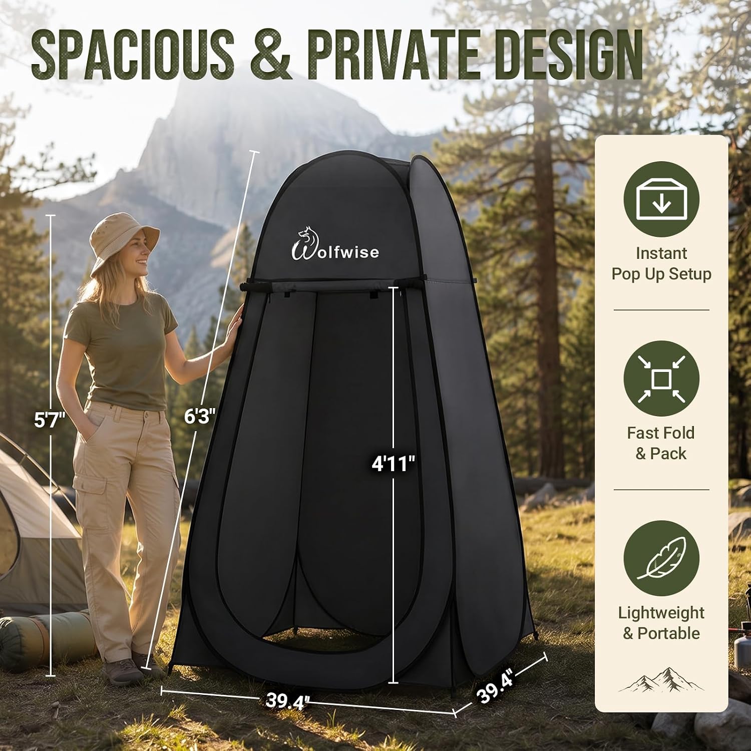 Pop Up Shower Tent for Camping Essentials, Compact & Lightweight | Portable Instant Changing Tent with Window & Carry