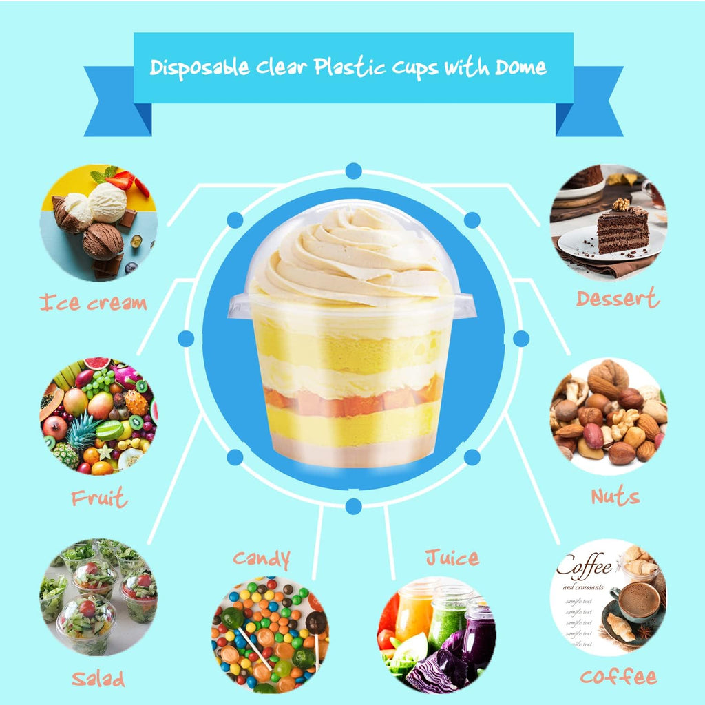 50 Pack 8 oz Clear Plastic Cups with Dome Lids(Hole in the Lid)