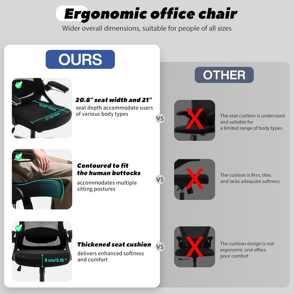 Ergonomic Office Chair, 400 LBS Computer Chairs with Adjustable Lumbar Support, Breathable Mesh Desk Chair Ergonomic