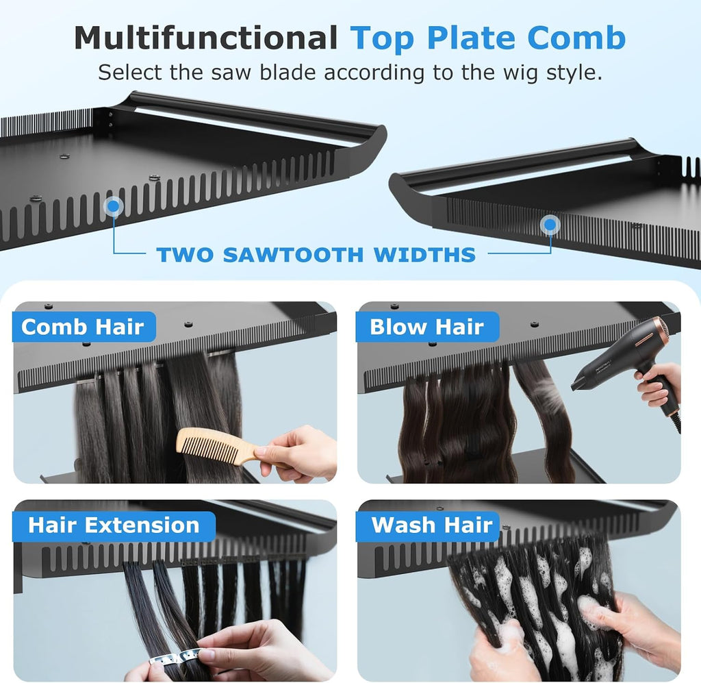 Hairstylist Tray on Wheels, Rolling Salon Tray with Holder and Hair Separator Stand, Salon Trolley Adjustable Tray