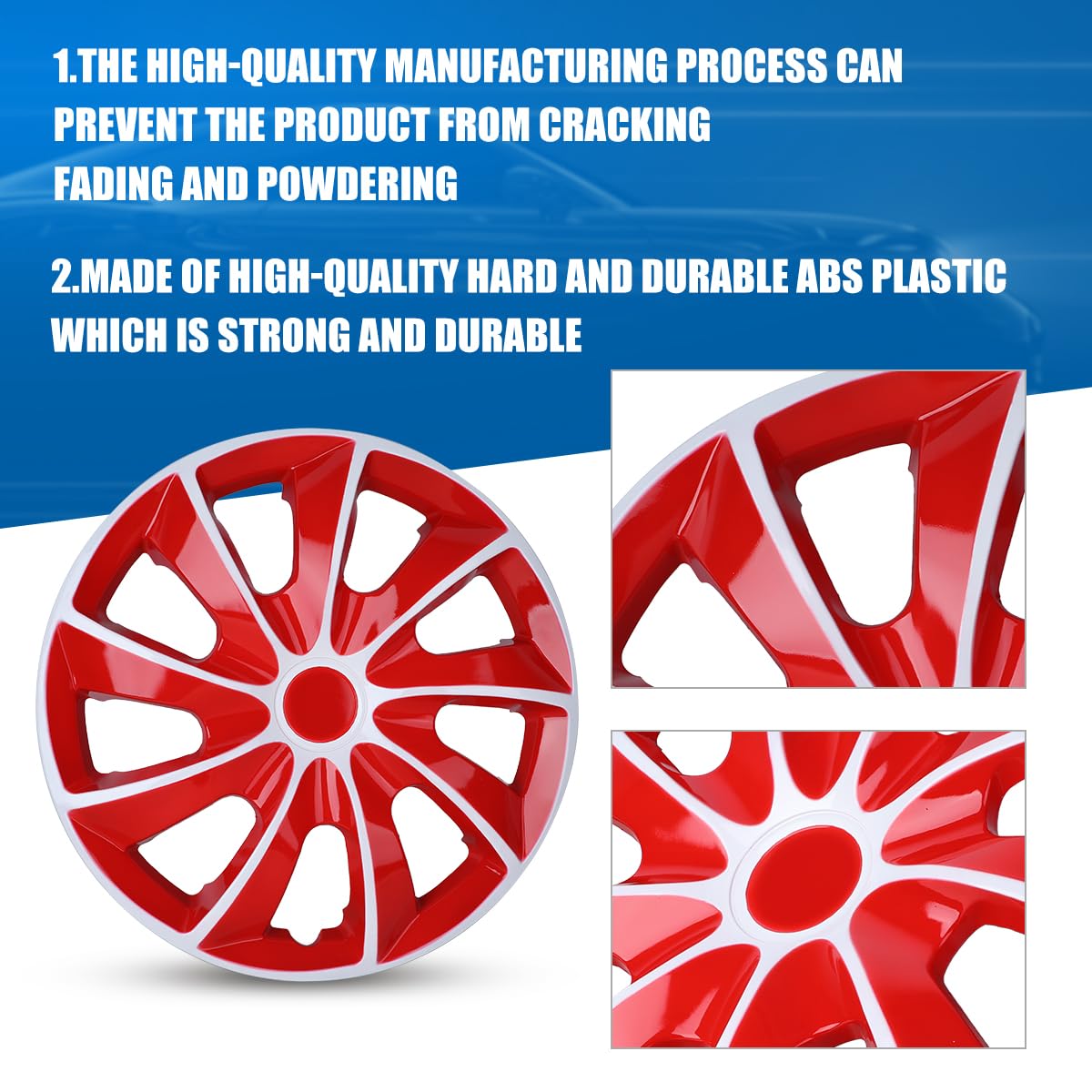 Hubcaps Wheel Covers, 15-Inch Universal Hubcaps Set of 4