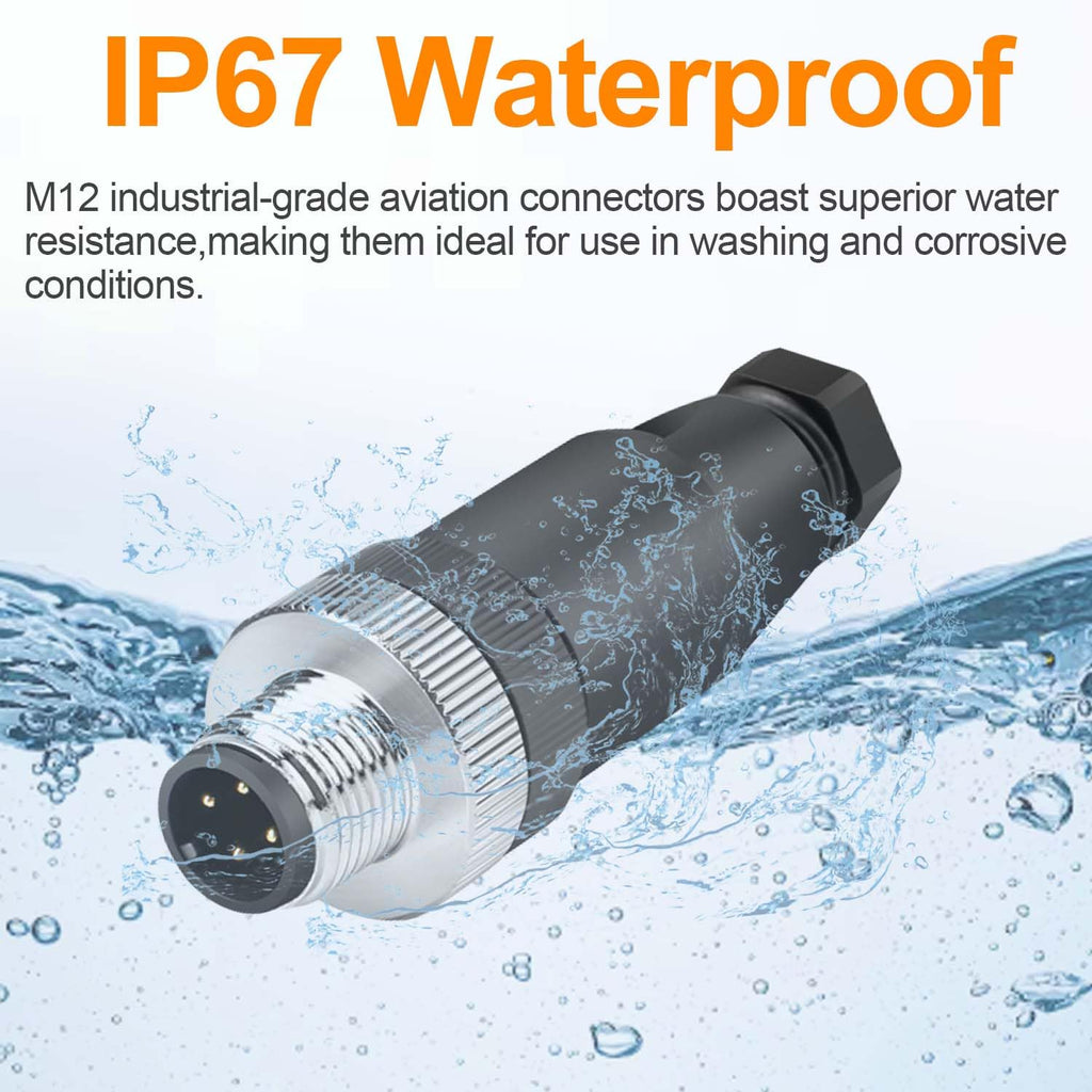 10Pcs M12 4-Pin Male Aviation Connector Industrial A-Code Plug Waterproof