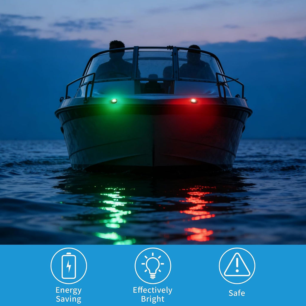 Obcursco LED Boat Navigation Lights, Red and Green Vertical Mount Bow Light