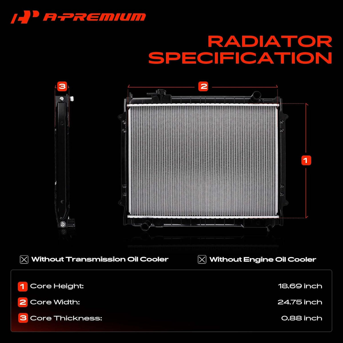A-Premium Engine Coolant Radiator Assembly Compatible with Toyota