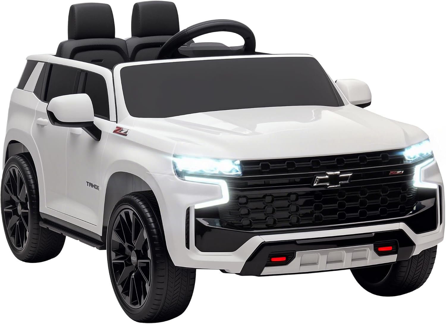 Licensed Chevrolet Tahoe Ride On Car Parent Remote Control White | 12V 7AH Battery Power Ride On Toy, LED Lights
