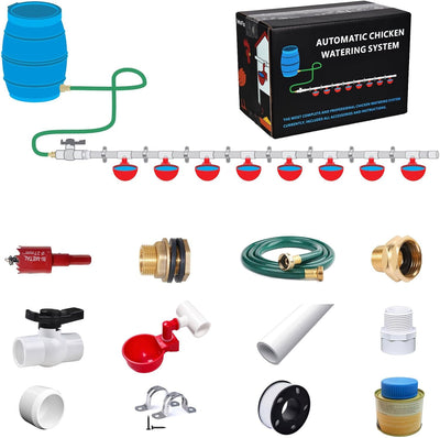 Automatic Chicken Watering System with PVC Pipe (Real Complete Set Pipeline) - 1/2" PVC Tee Fittings & Pipe & Garden