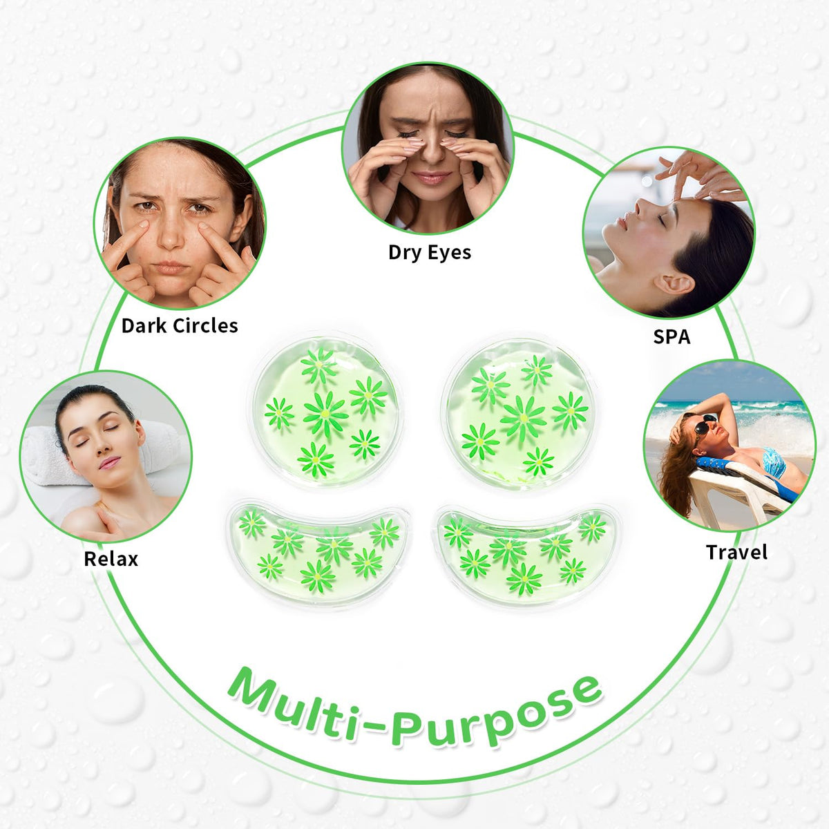 4PCS Gel Eye Ice Pack Set Reusable, Cold and Hot Compress for Eyes
