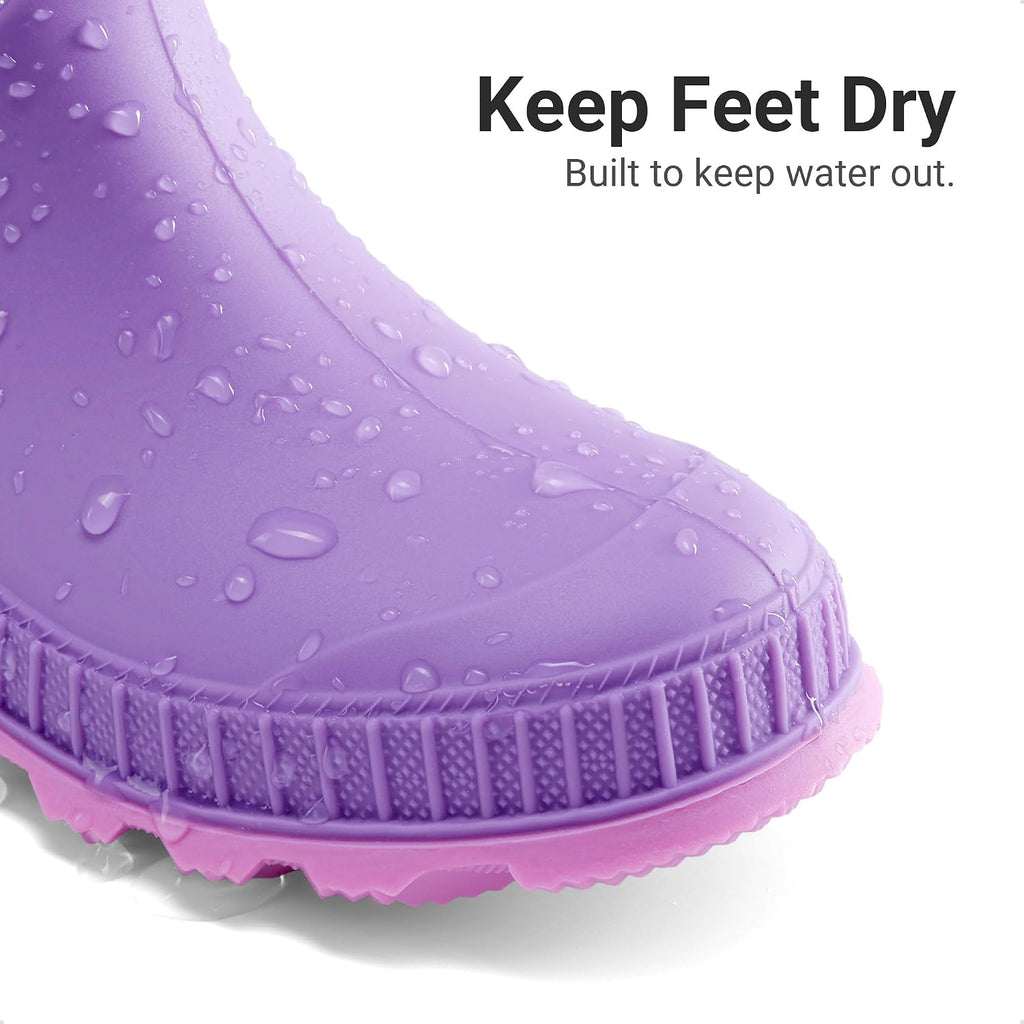 Kids Waterproof Outdoor Rain Boots | Lightweight,Non-Slip Outsole,Easy-On,Unisex Boys Girls,Outdoor Puddle Rainy Day