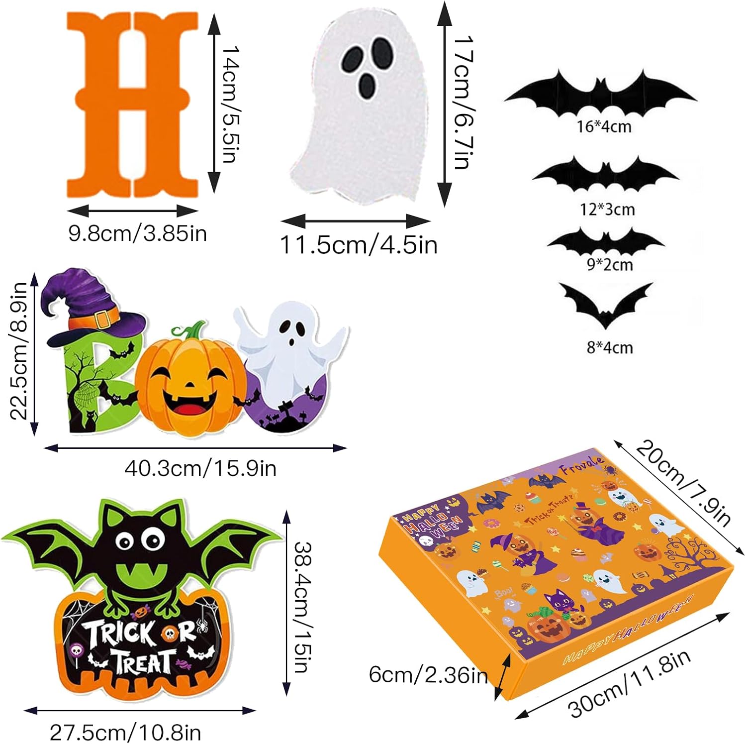 100+ Piece Halloween Decorations Set - All-in-One Kit Halloween Decor with Banner, Hanging Bats, Spider Web