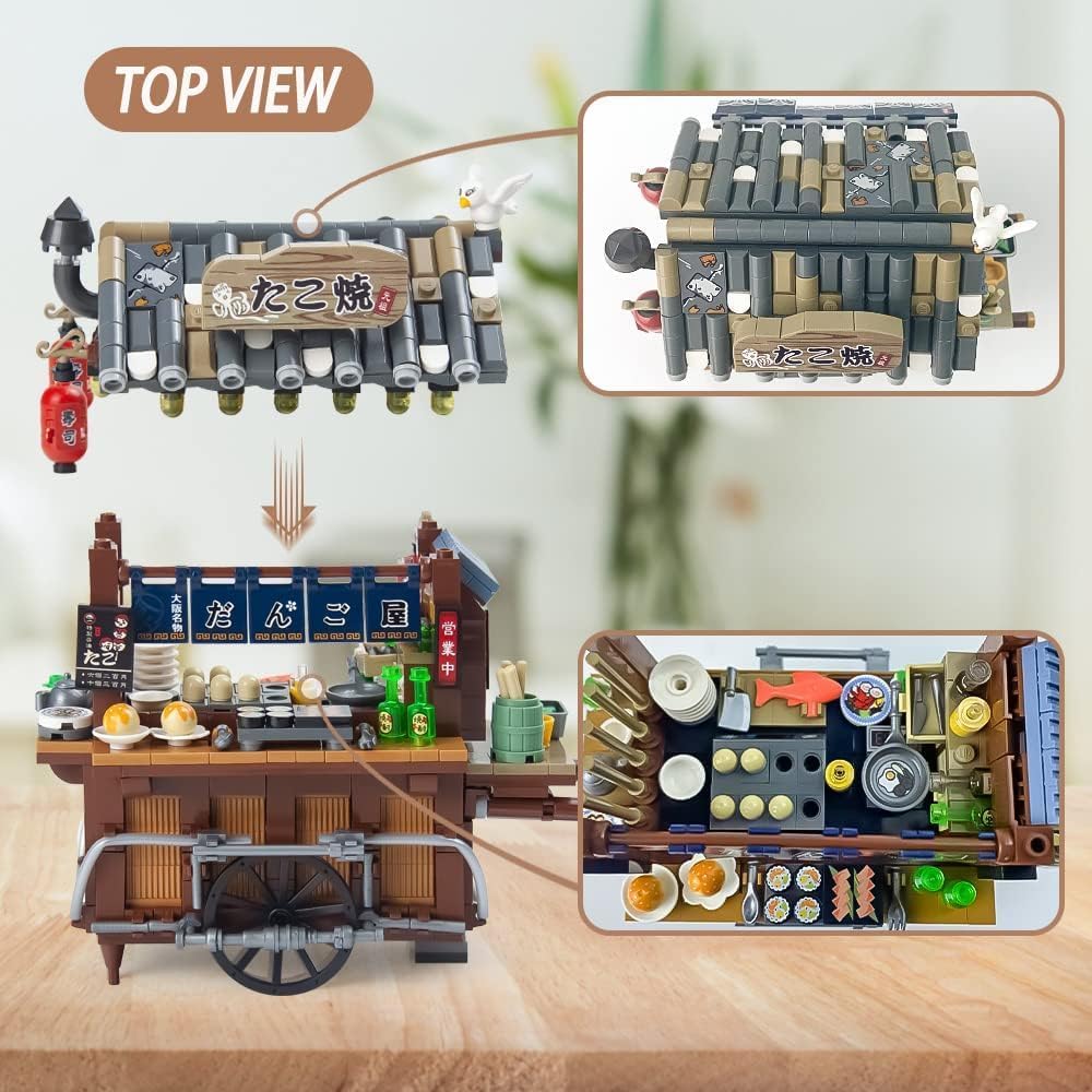 Japan Street View Mini Restaurant Takoyaki Trolley Building Set (951PCS)