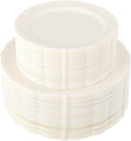 100 Pcs Ivory Plastic Plates for Party - Ivory Disposable Plates
